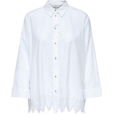 ONLY Onlgraces Tulum Ls Emb Shirt WVN, Ljus vit, L ONLY Onlgraces Tulum Ls Emb Shirt WVN, Ljus vit, L