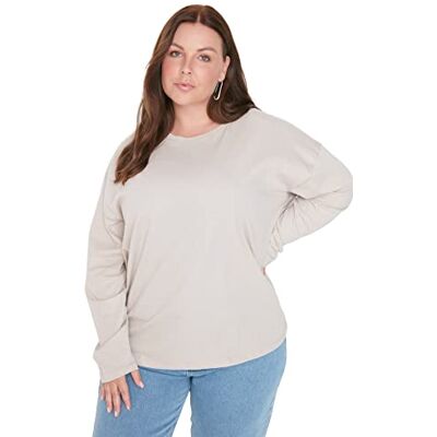 Trendyol Dam dam oversize standard rundhalsad stickad plusstorlek T-shirt, sten, 4XL, STEN, 4XL Trendyol Dam dam oversize standard rundhalsad stickad plusstorlek T-shirt, sten, 4XL, STEN, 4XL