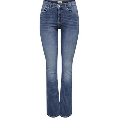 ONLY Female Flared fit jeans ONLBLUSH medium midja utsvängda jeans, Mellanblå denim, XS / 30L ONLY Female Flared fit jeans ONLBLUSH medium midja utsvängda jeans, Mellanblå denim, XS / 30L