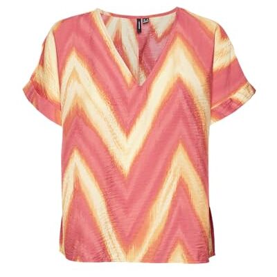 VERO MODA dam Vmjosie KUA Ss WVN Ga Top, Cayene/Aop: kua, M VERO MODA dam Vmjosie KUA Ss WVN Ga Top, Cayene/Aop: kua, M