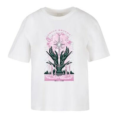 Dam-t-shirt, Shine Bright Tee, avslappnad t-shirt med fronttryck, normal passform, bomull, storlekar XS – 5XL, Vit, M Dam-t-shirt, Shine Bright Tee, avslappnad t-shirt med fronttryck, normal passform, bomull, storlekar XS – 5XL, Vit, M