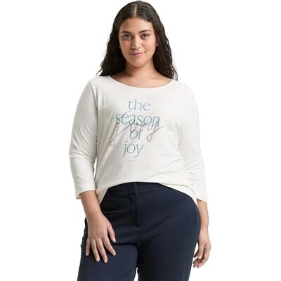 TOM TAILOR Plussize dam-t-shirt, 10320 Mjuk klar vit, 44 SE/L TOM TAILOR Plussize dam-t-shirt, 10320 Mjuk klar vit, 44 SE/L