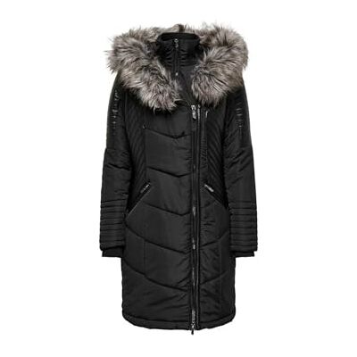 ONLY Bestseller A/S Dam ONLNEWLINETTE huva rock OTW kappa, svart/detalj: svart för, L, Black/Detail:BLACK FUR, L ONLY Bestseller A/S Dam ONLNEWLINETTE huva rock OTW kappa, svart/detalj: svart för, L, Black/Detail:BLACK FUR, L