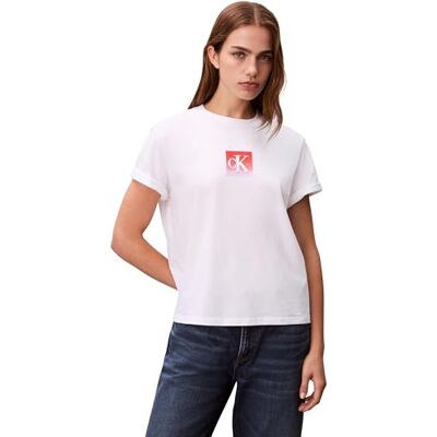 Calvin jeans dam SS klassiska boxade monogram TEE LV047D874G grafiska t-shirts, vit (ljus vit), XL, Vit (ljusvit), XL Calvin jeans dam SS klassiska boxade monogram TEE LV047D874G grafiska t-shirts, vit (ljus vit), XL, Vit (ljusvit), XL