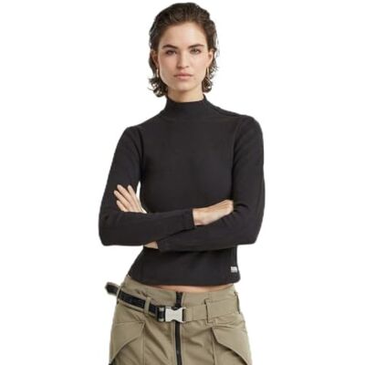 G-STAR RAW Asymmetrisk dragkedja cropped slim mock långärmad, Svart (Dk Black D25056-d702-6484), M G-STAR RAW Asymmetrisk dragkedja cropped slim mock långärmad, Svart (Dk Black D25056-d702-6484), M