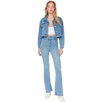 Trendyol Dam TWOAW23JE00148/Mavi jeans, blå, 40, BLÅ, 66 SE Trendyol Dam TWOAW23JE00148/Mavi jeans, blå, 40, BLÅ, 66 SE