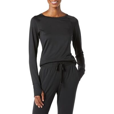 Amazon Essentials dam borstad Tech Stretch långärmad tröja med rund hals (finns i plusstorlek), svart, XX-Large Amazon Essentials dam borstad Tech Stretch långärmad tröja med rund hals (finns i plusstorlek), svart, XX-Large