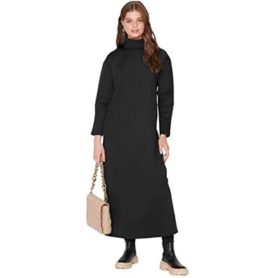 Trendyol Dam Modest Maxi Basic Regular Fit stickad blygsam klänning, svart, L Trendyol Dam Modest Maxi Basic Regular Fit stickad blygsam klänning, svart, L