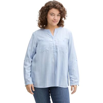TOM TAILOR Damblus i randigt mönster, 36559 Blå Lurex Stripe, 46 plus size TOM TAILOR Damblus i randigt mönster, 36559 Blå Lurex Stripe, 46 plus size