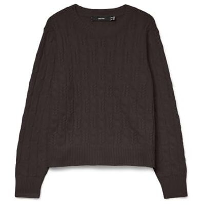 VERO MODA Vmaries Ls O-hals kabel tröja Bf, Choklad tårta, L VERO MODA Vmaries Ls O-hals kabel tröja Bf, Choklad tårta, L