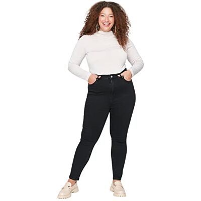 Trendyol Dam TBBAW23CJ00032/Siyah jeans, svart, 48, Svart Trendyol Dam TBBAW23CJ00032/Siyah jeans, svart, 48, Svart