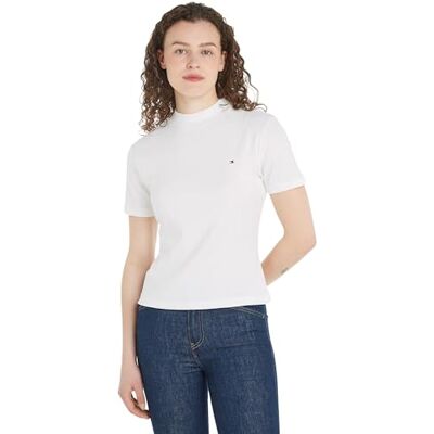Tommy Hilfiger Dam T-shirt Kortärmad Slim Cody Rund Hals, Vit (ekru), XS Tommy Hilfiger Dam T-shirt Kortärmad Slim Cody Rund Hals, Vit (ekru), XS