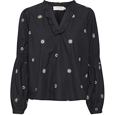 Cream dam Women's Blush tröja Embroidery V-ringad Frill detaljer Blus Cream dam Women's Blush tröja Embroidery V-ringad Frill detaljer Blus