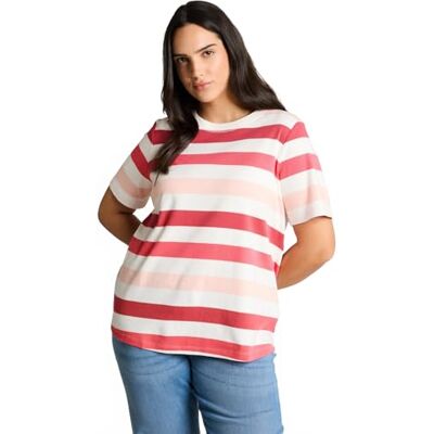 TOM TAILOR dam 1050876 t-shirt, 40483-korall benvit rand, 20 TOM TAILOR dam 1050876 t-shirt, 40483-korall benvit rand, 20