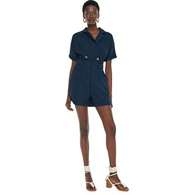 Trendyol Dam välvd jumpsuit, marinblå, 42 Trendyol Dam välvd jumpsuit, marinblå, 42