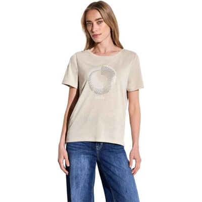 Street One dam-t-shirt med folietryck, Månsten sand, 36 Street One dam-t-shirt med folietryck, Månsten sand, 36