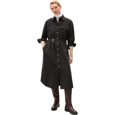 Tommy Hilfiger Dam Fluid Utility MIDI-klänning WW0WW46581 andra klänningar, svart, R46, svart (svart), 72 Tommy Hilfiger Dam Fluid Utility MIDI-klänning WW0WW46581 andra klänningar, svart, R46, svart (svart), 72