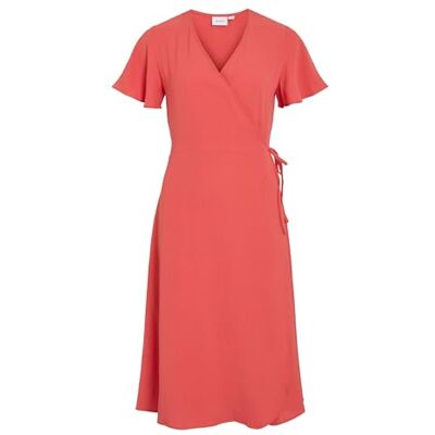 Vila Vilovie S/S Wrap Midi Dress – Noos, paprika, 36 Vila Vilovie S/S Wrap Midi Dress – Noos, paprika, 36