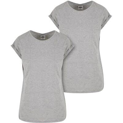 Urban Classics Damer damer förlängd axel t-shirt 2-pack t-shirt, grå, XS Urban Classics Damer damer förlängd axel t-shirt 2-pack t-shirt, grå, XS
