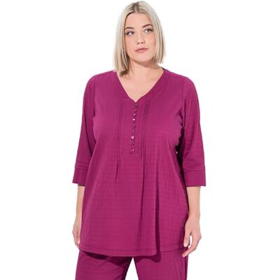 Ulla Popken damer stora storlekar överdimensionerade plus size bubble tunika, passpoal, hjärturringning, 3/4-arm Ulla Popken damer stora storlekar överdimensionerade plus size bubble tunika, passpoal, hjärturringning, 3/4-arm