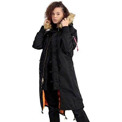 Alpha Industries Long Fishtail Wmn Dam babyjacka, 533 svart/glänsande guld, XS Alpha Industries Long Fishtail Wmn Dam babyjacka, 533 svart/glänsande guld, XS