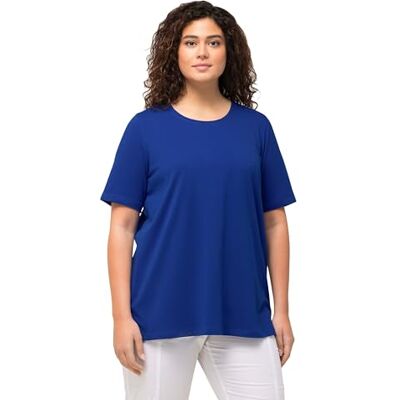 Ulla Popken damer stora storlekar överdimensionerade plus size t-shirt, A-linje, rund hals, halvärm, Koboltblå, 62-64 Ulla Popken damer stora storlekar överdimensionerade plus size t-shirt, A-linje, rund hals, halvärm, Koboltblå, 62-64