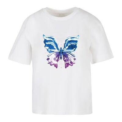 Tee Dam-t-shirt, kromad fjäril-t-shirt, avslappnad t-shirt med fronttryck, avslappnad passform, bomull, storlekar XS – 5XL, Vit, M Tee Dam-t-shirt, kromad fjäril-t-shirt, avslappnad t-shirt med fronttryck, avslappnad passform, bomull, storlekar XS – 5XL, Vit, M