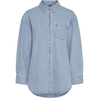 PIECES Pcmaisie Ls denimskjorta Noos Bc, Ljusblå denim, S PIECES Pcmaisie Ls denimskjorta Noos Bc, Ljusblå denim, S