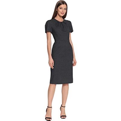 Maggy London Scuba Crepe Tucked Jewel Neck Sheath klänning, Svart/vit, 38 Maggy London Scuba Crepe Tucked Jewel Neck Sheath klänning, Svart/vit, 38