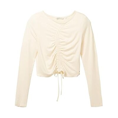 TOM TAILOR Denim Damer Långärmad T-shirt 1035391, 10348 Gardenia White, S TOM TAILOR Denim Damer Långärmad T-shirt 1035391, 10348 Gardenia White, S
