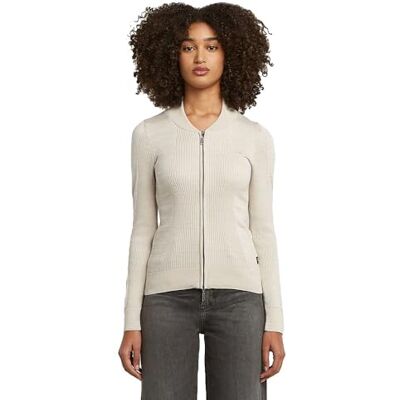 G-STAR 8719965012981 3D Biker Knit Slim Full Zip Knit wmn, Flerfärgad (Whitebait/Dk Brick D26723-c259-g908), XL G-STAR 8719965012981 3D Biker Knit Slim Full Zip Knit wmn, Flerfärgad (Whitebait/Dk Brick D26723-c259-g908), XL