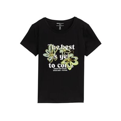 TOM TAILOR Denim dam T-shirt med blommigt tryck, 14482 – djup svart, M TOM TAILOR Denim dam T-shirt med blommigt tryck, 14482 – djup svart, M