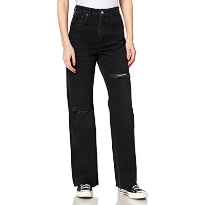 IPEKYOL Damstorlek breda ben full längd rippade byxor jeans, svart, 34 SE IPEKYOL Damstorlek breda ben full längd rippade byxor jeans, svart, 34 SE