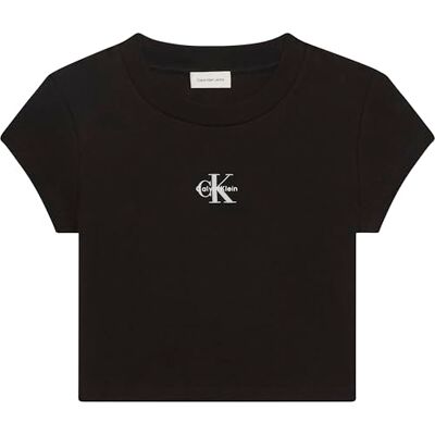 Calvin Klein Ribbstickad t-shirt med monogramlogotyp svart, stor, svart, L, Svart, L Calvin Klein Ribbstickad t-shirt med monogramlogotyp svart, stor, svart, L, Svart, L