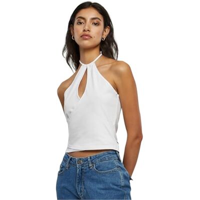 Urban Classics Ladies Short Wraped Neckholder Top kvinnor topp svart Basics, Casual Wear, Streetwear, Vit, XXL Urban Classics Ladies Short Wraped Neckholder Top kvinnor topp svart Basics, Casual Wear, Streetwear, Vit, XXL