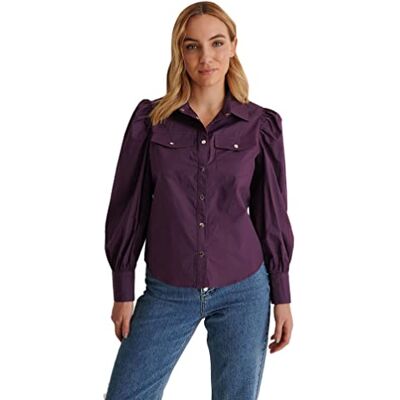 NA-KD Puff Sleeve Shirt Skjorta Damer, Lila, 32 NA-KD Puff Sleeve Shirt Skjorta Damer, Lila, 32