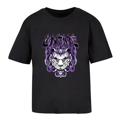 Dam-t-shirt, Always On Fire Tee, avslappnad t-shirt med fronttryck, normal passform, bomull, storlekar XS – 5XL, svart, S Dam-t-shirt, Always On Fire Tee, avslappnad t-shirt med fronttryck, normal passform, bomull, storlekar XS – 5XL, svart, S