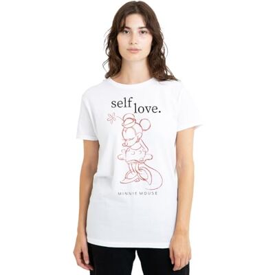 Minnie dam Mouse Self Love Valentine's Day Ladies T Shirt, White T-tröja Minnie dam Mouse Self Love Valentine's Day Ladies T Shirt, White T-tröja