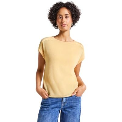Street One T-shirt med stickad look, Buttercream Yellow, 38 Street One T-shirt med stickad look, Buttercream Yellow, 38