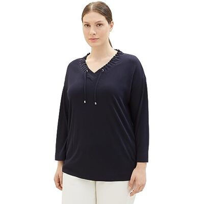 TOM TAILOR dam-t-shirt med dragsko, 10668-sky Captain Blue, XXS TOM TAILOR dam-t-shirt med dragsko, 10668-sky Captain Blue, XXS