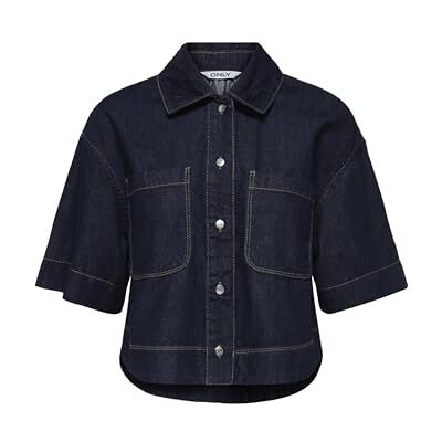 ONLY damjeansskjorta ONLCLEO jeansskjorta, Mörkblå denim, XXL ONLY damjeansskjorta ONLCLEO jeansskjorta, Mörkblå denim, XXL