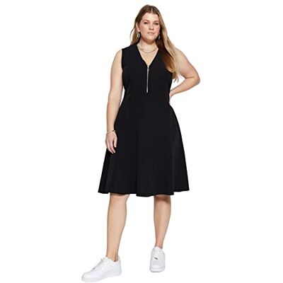 Trendyol Dam maxi skater avslappnad passform vävd plus storlek klänning, svart, 42, Svart, 40 Trendyol Dam maxi skater avslappnad passform vävd plus storlek klänning, svart, 42, Svart, 40
