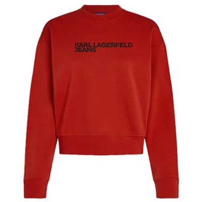 KARL LAGERFELD JEANS , kvinnor, Essential Logo Sweat, Regular Fit, Pompeian Red, S, röd, S KARL LAGERFELD JEANS , kvinnor, Essential Logo Sweat, Regular Fit, Pompeian Red, S, röd, S