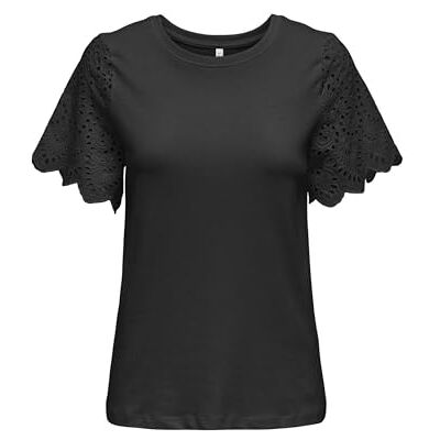 ONLY Onlebba Life S/S spets topp JRS, svart, M ONLY Onlebba Life S/S spets topp JRS, svart, M