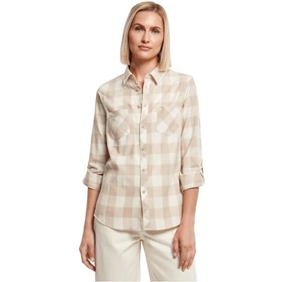 Urban Classics kvinnors damer turnup rutig flanell skjorta, Whitesand/Lighttaupe, XS Urban Classics kvinnors damer turnup rutig flanell skjorta, Whitesand/Lighttaupe, XS