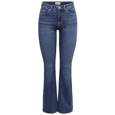 ONLY Endast Onlblush Mid Waist Flared Mb DNM Tai, Mellanblå denim, M / 32L ONLY Endast Onlblush Mid Waist Flared Mb DNM Tai, Mellanblå denim, M / 32L