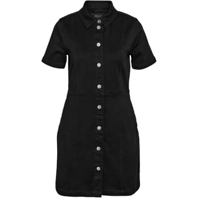 NOISY MAY NMNISA S/S Slim Denim Dress VI526BL NOOS kvinnor kort klänning svart basics, streetwear, svart, S NOISY MAY NMNISA S/S Slim Denim Dress VI526BL NOOS kvinnor kort klänning svart basics, streetwear, svart, S