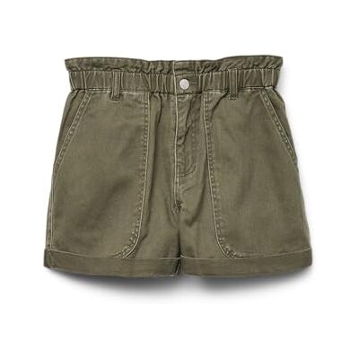 VERO MODA Vmaurora Hr CLR Parperbag Cargo Shorts, Kalamata, S VERO MODA Vmaurora Hr CLR Parperbag Cargo Shorts, Kalamata, S