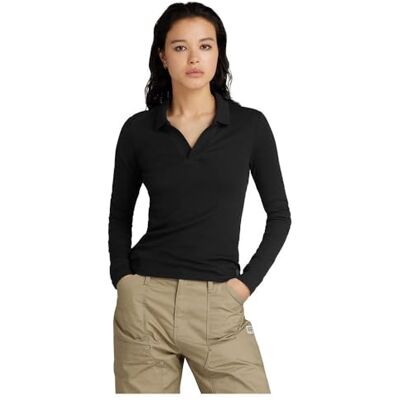 G-STAR RAW ribbad smal polo långärmad, Svart (Dk Black D24513-d527-6484), XS G-STAR RAW ribbad smal polo långärmad, Svart (Dk Black D24513-d527-6484), XS