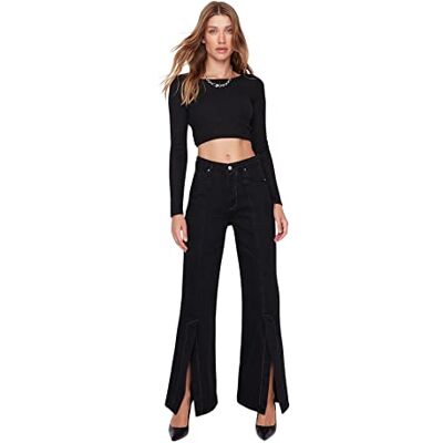 Trendyol 90-tals jeans med vida ben, svart, 38, Svart, 64 SE Trendyol 90-tals jeans med vida ben, svart, 38, Svart, 64 SE
